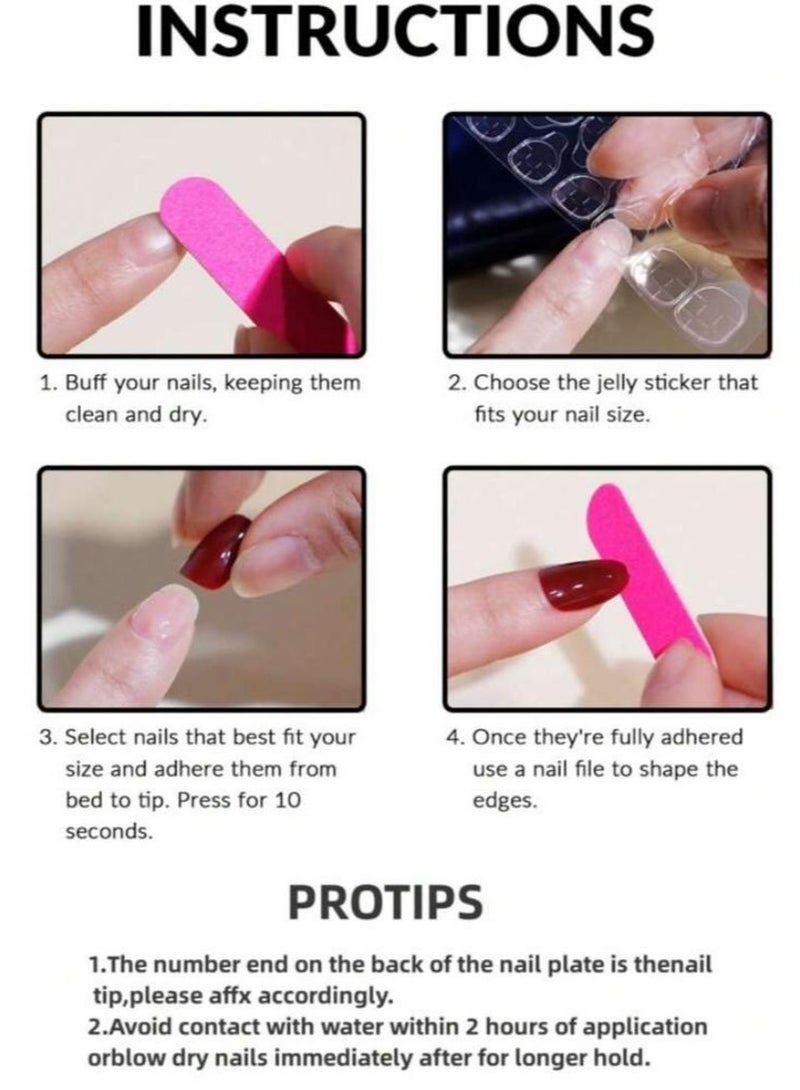Nails in transitional pink shades with glitter, 24 pieces - Image 3