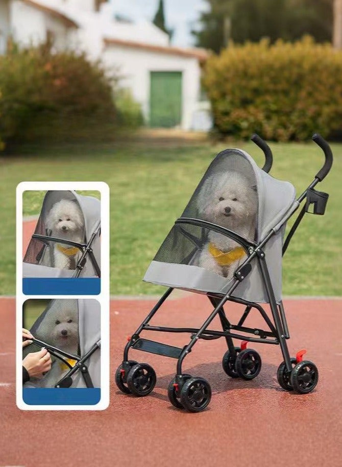 XiuWoo Pet Stroller Dog Cat Stroller with Handlebars Canopy Breathable Mesh  and Leash Seat Belt Rain Cover Foldable Puppy Stroller for Travelling Shopping Walking Playing for Small Medium Dogs Cats  - Image 1