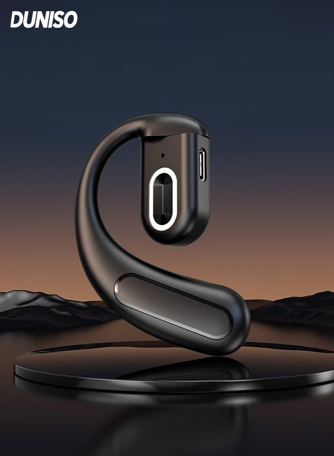 DUNISO AI Real-time Translation Earphones，Single-ear Non-in-ear Wireless Bluetooth Headset，Hanging Ear Translation Bluetooth Earphones，for Travel, Business, Learning,Black - Image 2