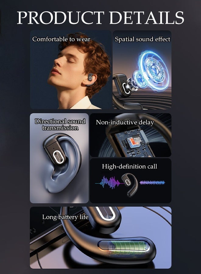 DUNISO AI Real-time Translation Earphones，Single-ear Non-in-ear Wireless Bluetooth Headset，Hanging Ear Translation Bluetooth Earphones，for Travel, Business, Learning,Black - Image 4