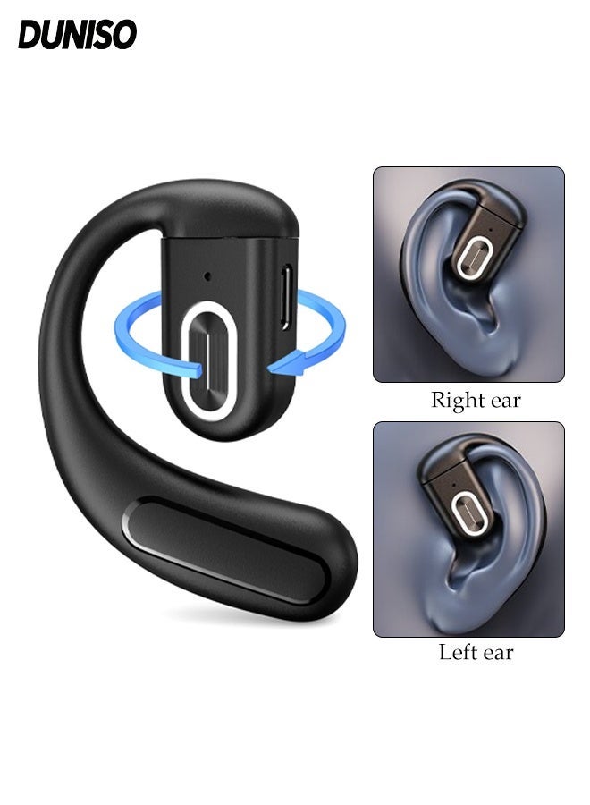 DUNISO AI Real-time Translation Earphones，Single-ear Non-in-ear Wireless Bluetooth Headset，Hanging Ear Translation Bluetooth Earphones，for Travel, Business, Learning,Black - Image 1