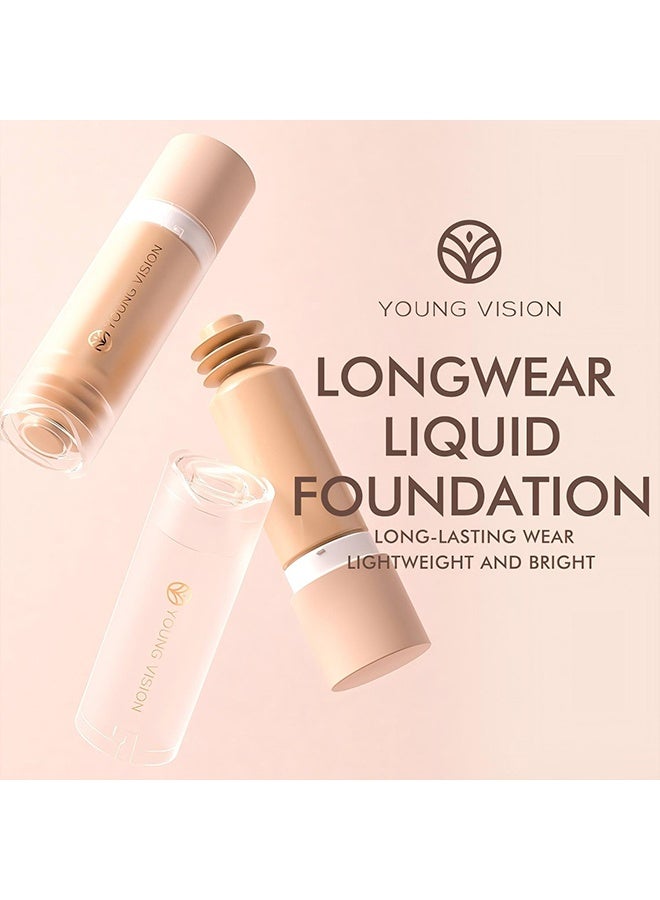 YOUNG VISION Longwear Liquid Foundation，Water-Based Liquid Foundation – Full Coverage, Lightweight Makeup for Oily and Combination Skin, Natural Matte Finish, Waterproof and Sweat-Resistant #03 - Image 4