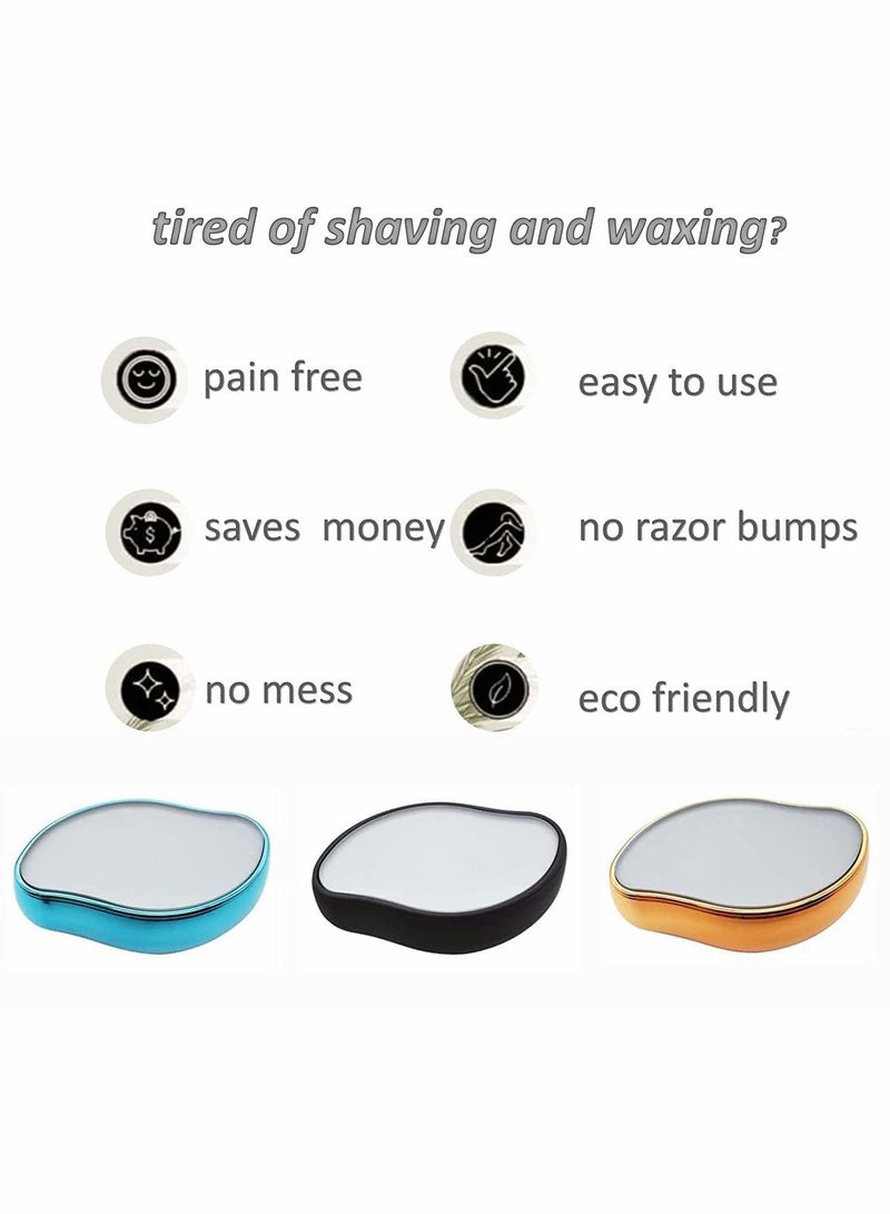 Hair Removal Eraser, Painless Crystal Remover Tools Magic Soft Smooth Skin Fast & Easy for Men and Women (Blue)