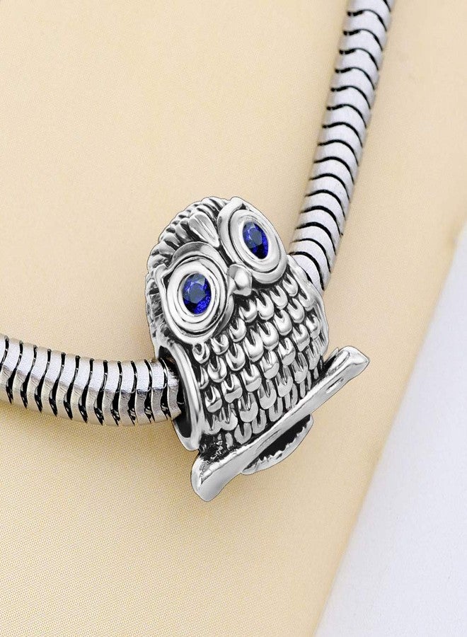 KunBead Blue Owl Love Bead Charms Compatible with Pandora Charm Bracelets Birthday Jewelry for Women - Image 3