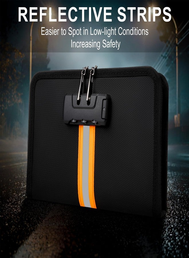XIAODUN Fireproof Document Bag with Lock, Black, Small - Image 4
