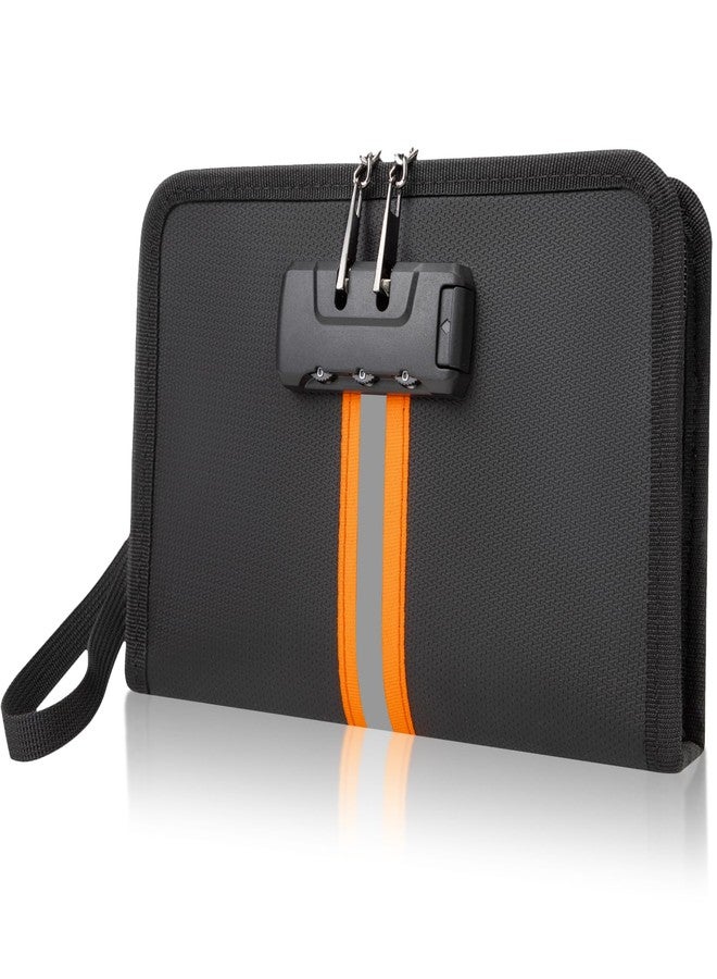 XIAODUN Fireproof Document Bag with Lock, Black, Small - Image 1