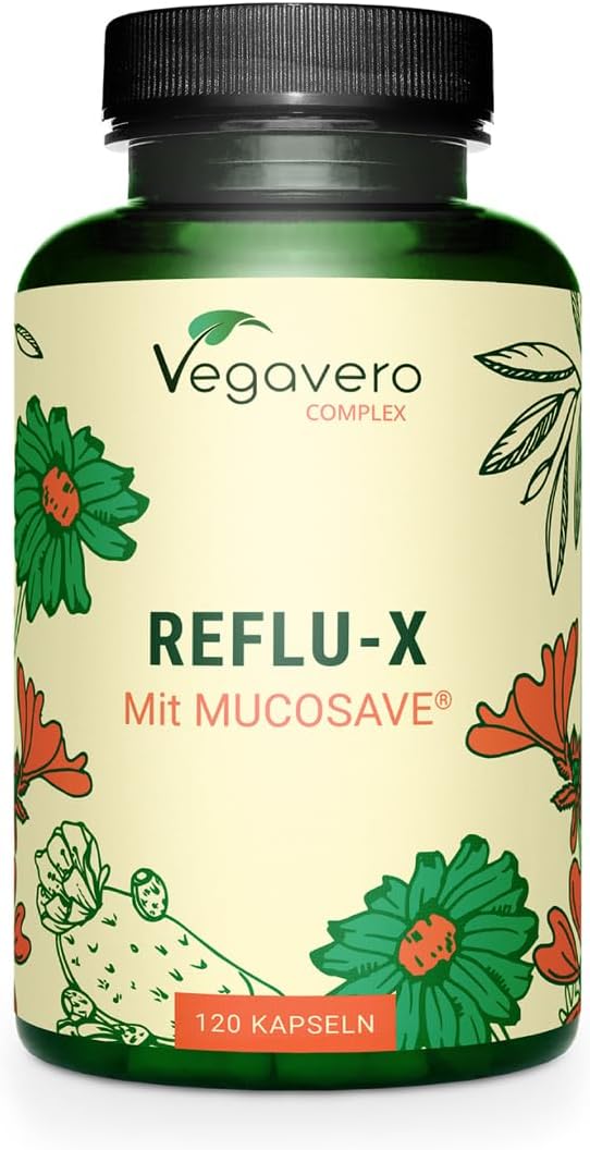 Vegavero فيجافيرو مركب ريفلوكس مضاد للحموضة الطبيعية لارتجاع المعدة والتهاب المعدة مع مستخلص ورق الزيتون موكوساف صوديوم ألجinate البابونج بدون إضافات 120 كبسولة نباتية - Image 1