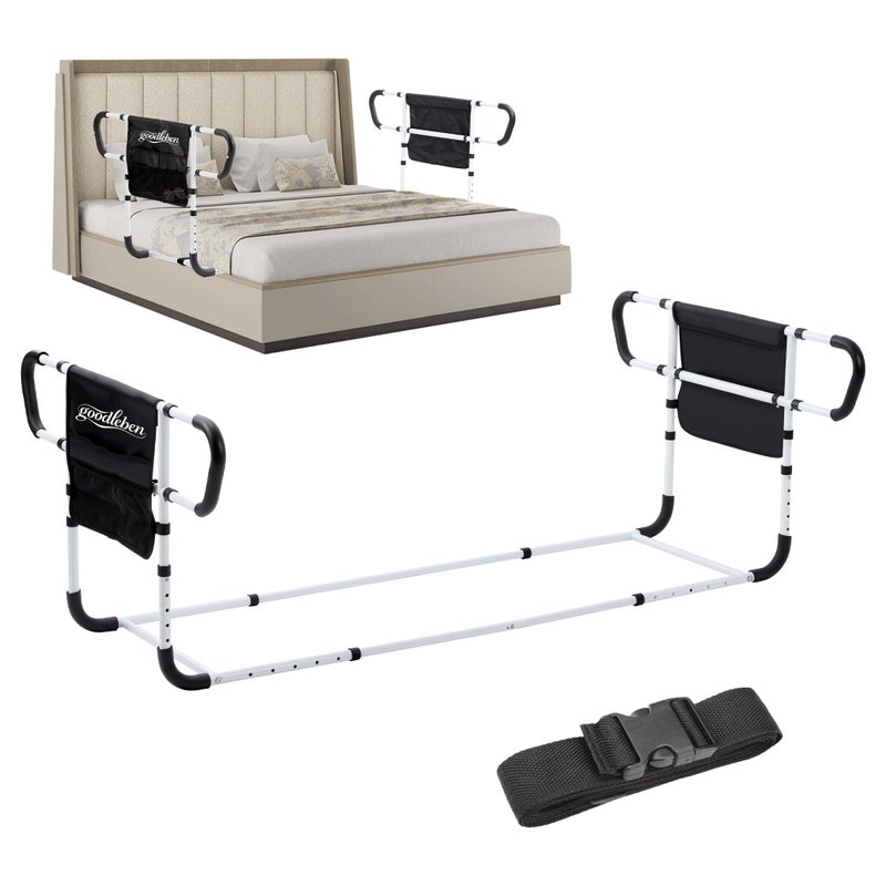 goodleben Double Bed Rail for Elderly Adults Safety, Adjustable Bed Assist Rail, Dual Side Bed Rail for Seniors Safety, Under Mattress Bed Guard Rail for Fall Prevention, Fits Twin/Full/Queen Beds - Image 1