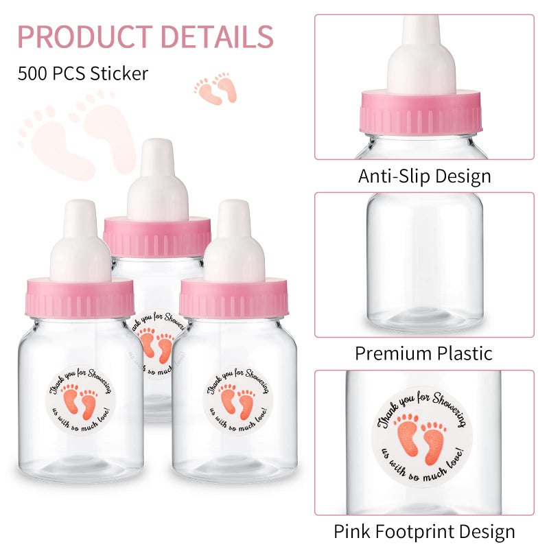 Tondiamo 48 Pcs Pink Baby Shower Mini Bottle Favors 1. 5 x 3. 5 Inch Baby Shower Candy Jar Mini Milk Bottle Party Favor Fillable Gift Boxes for Boys Girls Birthday Party Games Decorations - Image 3