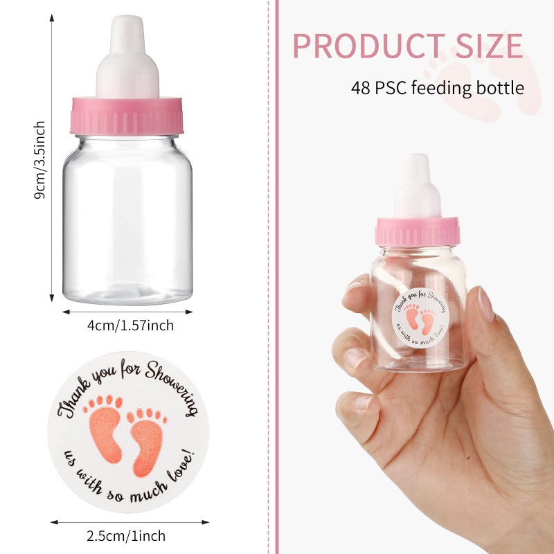Tondiamo 48 Pcs Pink Baby Shower Mini Bottle Favors 1. 5 x 3. 5 Inch Baby Shower Candy Jar Mini Milk Bottle Party Favor Fillable Gift Boxes for Boys Girls Birthday Party Games Decorations - Image 2
