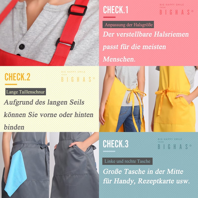 BIGHAS Adjustable Bib Apron with Pocket Extra Long Ties for Women Men  18 Colors  Chef  Kitchen  Home  Restaurant  Cafe  Cooking  Baking (Scuba Blue) - Image 4