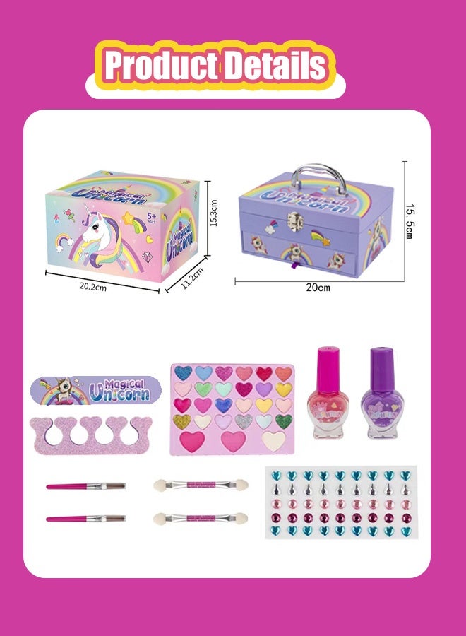 "A Million Girls' Dream" Washable Children's Makeup Set, Children's Cosmetics, Makeup Toys, Princess Girl Makeup Box Set, Washable Eyeshadow and Nail Polish, Girl Toys, Makeup Toys, Cosplay Toys - Image 3