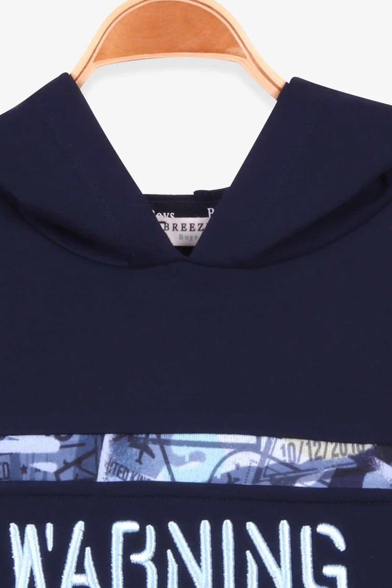 بريز Boy's Sweatshirt Patterned Embroidered Navy Blue (Ages 6-12)