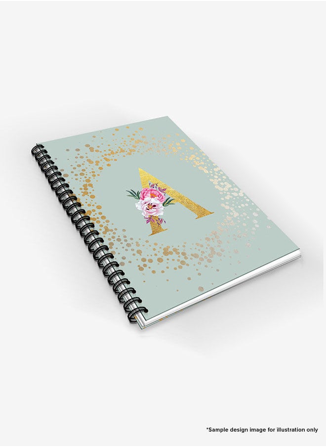 Stylizedd - Designer A5 Spiral Notebook Memo Notepad Journal - Custom Monogram Initial Letter Floral Pattern Alphabet - Y - Light Grey - Image 1