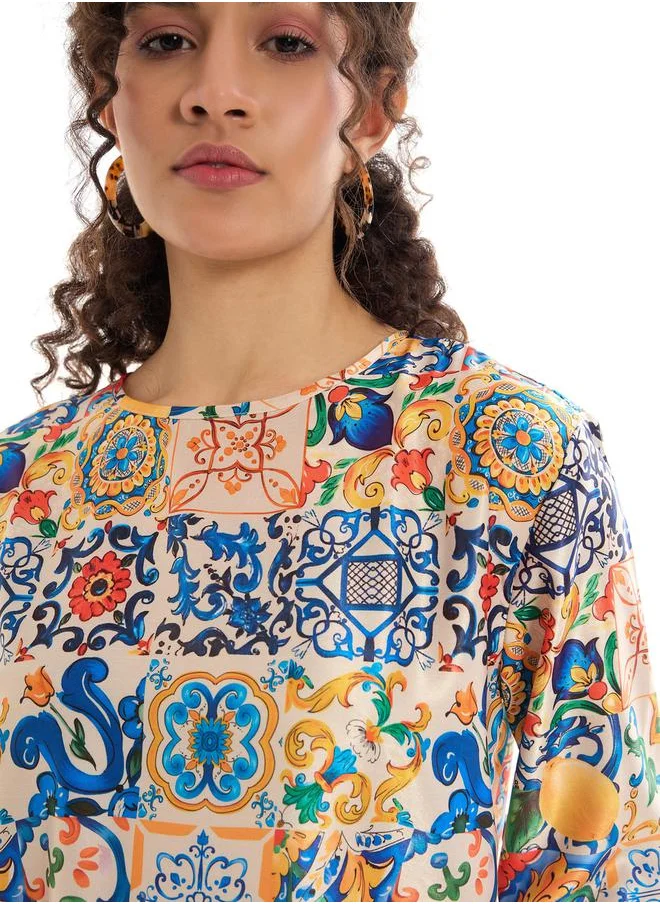 SASSAFRAS All Over Print Top & Straight Leg Pants Co-Ords by Styli