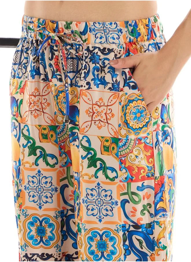 SASSAFRAS All Over Print Top & Straight Leg Pants Co-Ords by Styli
