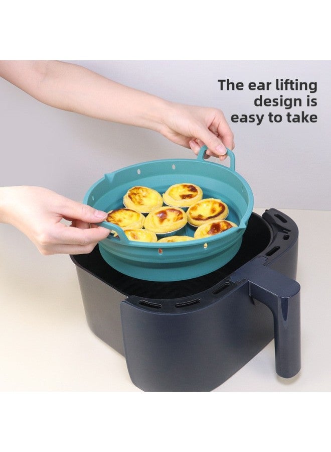 Hot Sale Air Fryer Special Silicone Baking Tray Household Oven Baking Tray Food Oil-proof Barbecue Tray-Specifications:Folding Square Red - Image 4