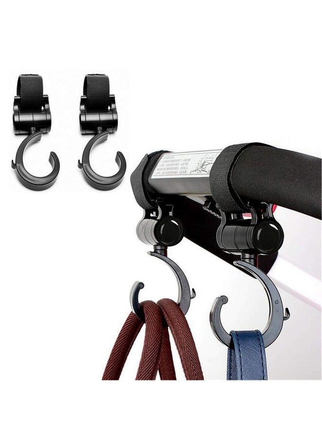 LLUFO Stroller Hooks for Hanging Diaper Bags Baby Stuff Organizer Groceries Purse Mommy Hook Stroller Accessories for Mom When Jogging Walking or Shopping Pack of 2-Black LLUFO - Image 2