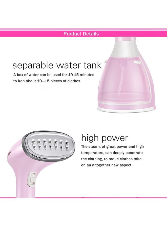 DLC Garment Steamer Handheld Fabric Steam Iron 280 ml 1500 W DLC-533 Pink - Image 4