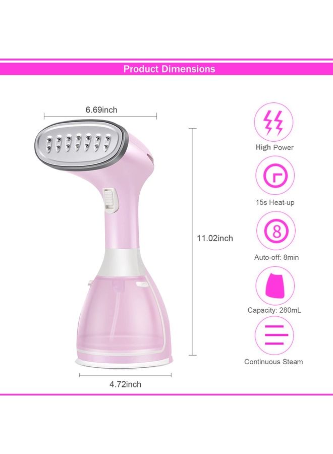 DLC Garment Steamer Handheld Fabric Steam Iron 280 ml 1500 W DLC-533 Pink - Image 2