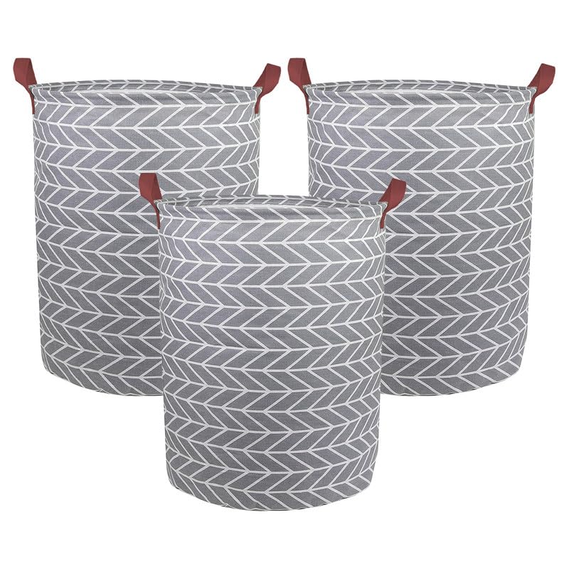 PRIME PICK Storage Box Cloth Organiser Pack 3 clothes organizer PU handle cotton jute Wardrobe Organizer for Storage Foldable Washable Box with Lid Metal Frame Handles Ideal for Almirah Drawer - Image 1