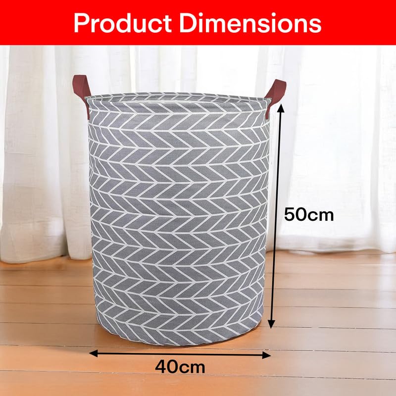 PRIME PICK Storage Box Cloth Organiser Pack 3 clothes organizer PU handle cotton jute Wardrobe Organizer for Storage Foldable Washable Box with Lid Metal Frame Handles Ideal for Almirah Drawer - Image 4