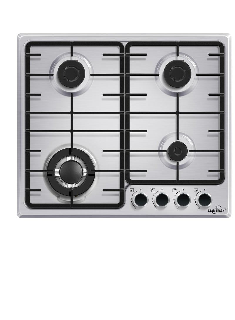 Stainless Steel 4 Burners Full Sabaf Built-In Gas Hob with Automatic Ignition System 4 SH-KL60-I Silver