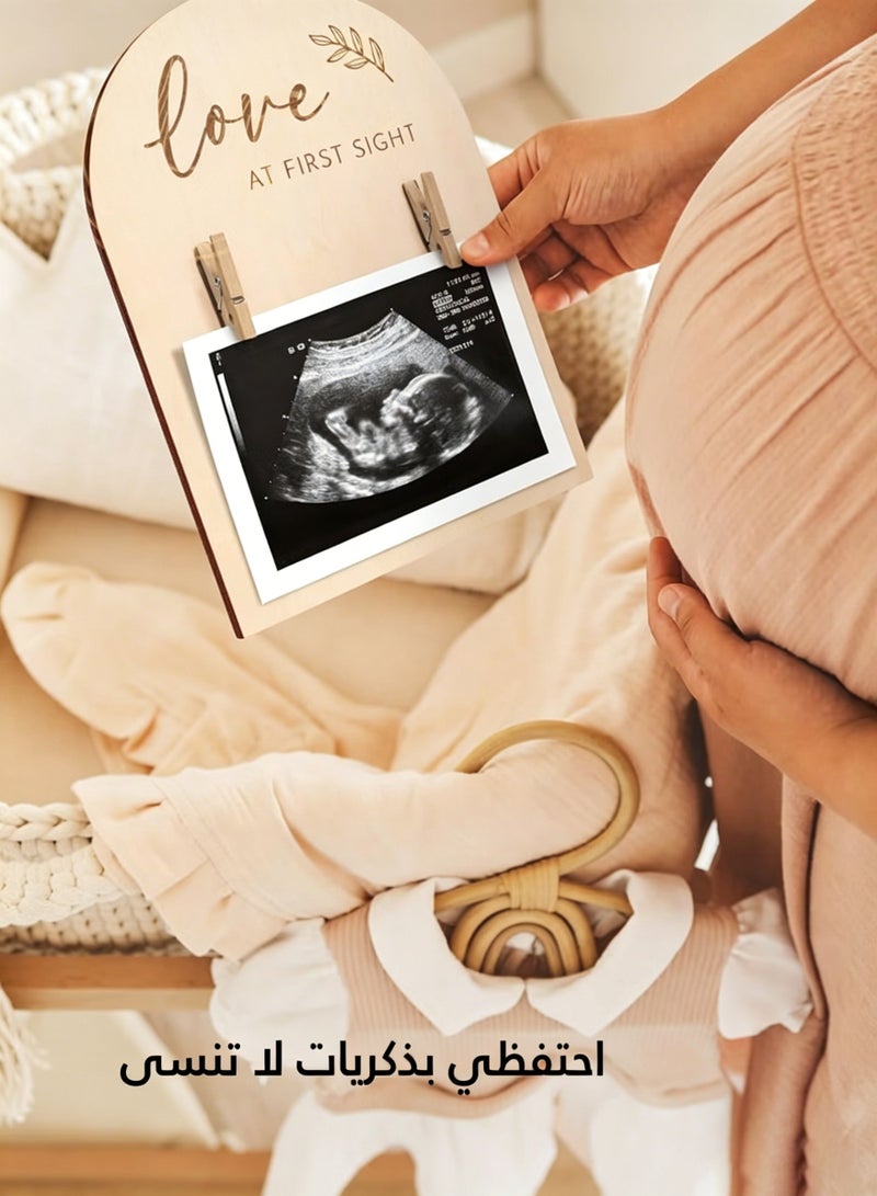 Amanli Baby Keepsake Frames, Cute Wooden Ultrasound Picture Frame, Double-Sided Design, Pregnancy Or Baby Birth Announcement Decor, Nursery Sonogram Photo Frame, Pregnancy Gift For First Time Moms. - Image 4
