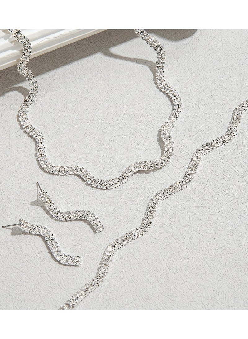 Mark Fairwhale Minimally Designed Three Piece Wavy Necklace Bracelet Earring Set  - Image 2