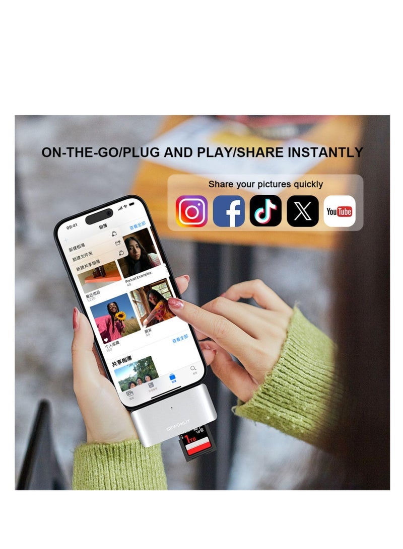 كابتن تيك USB C to SD Card Reader, USB C Hub to 2 Slots SD/SIM/Micro SD Memory Card Reader OTG Adapter and USB 3.0 USB C Ports, SD Card Reader for iPhone 15 Pro Max/iPad Pro/MacBook Pro/Air - Image 2