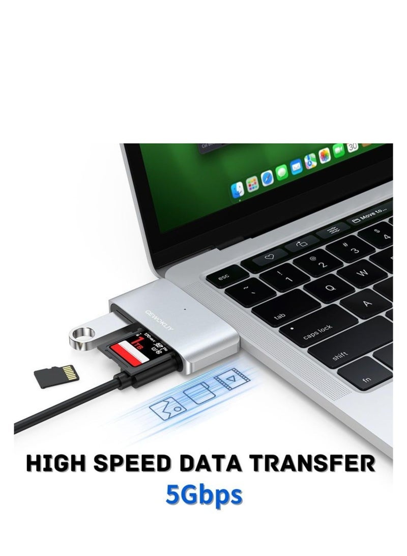 كابتن تيك USB C to SD Card Reader, USB C Hub to 2 Slots SD/SIM/Micro SD Memory Card Reader OTG Adapter and USB 3.0 USB C Ports, SD Card Reader for iPhone 15 Pro Max/iPad Pro/MacBook Pro/Air - Image 4