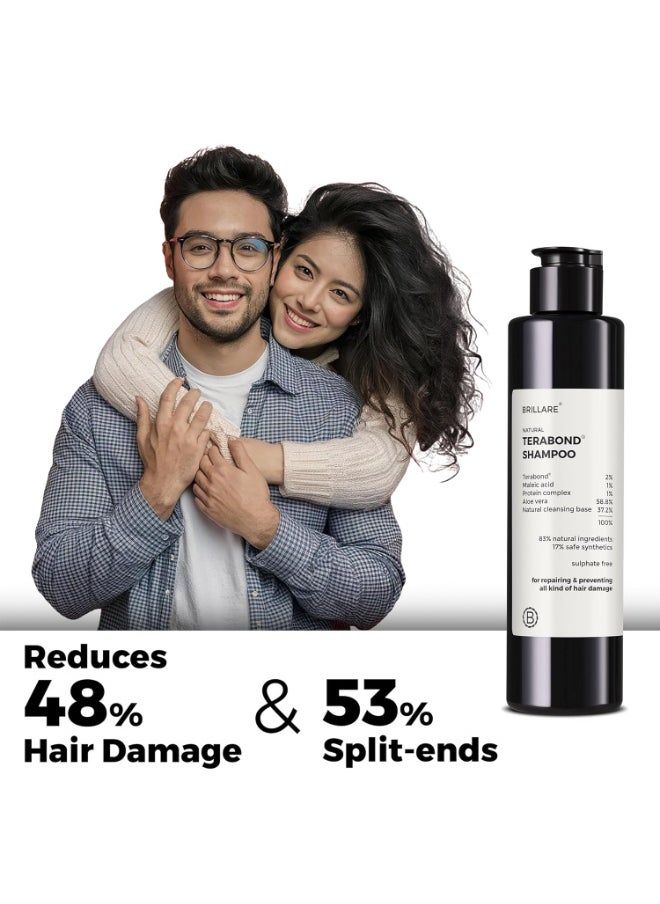 BRILLARE Bond Repair Shampoo | With Vegan Keratin + Peptides | 100% Damage Repair in 1 Wash | 17X Smoother, Softer, Frizz Free Hair | Repairs Dry, Heat & Chemically Treated Hair (200 ml)  - Image 2