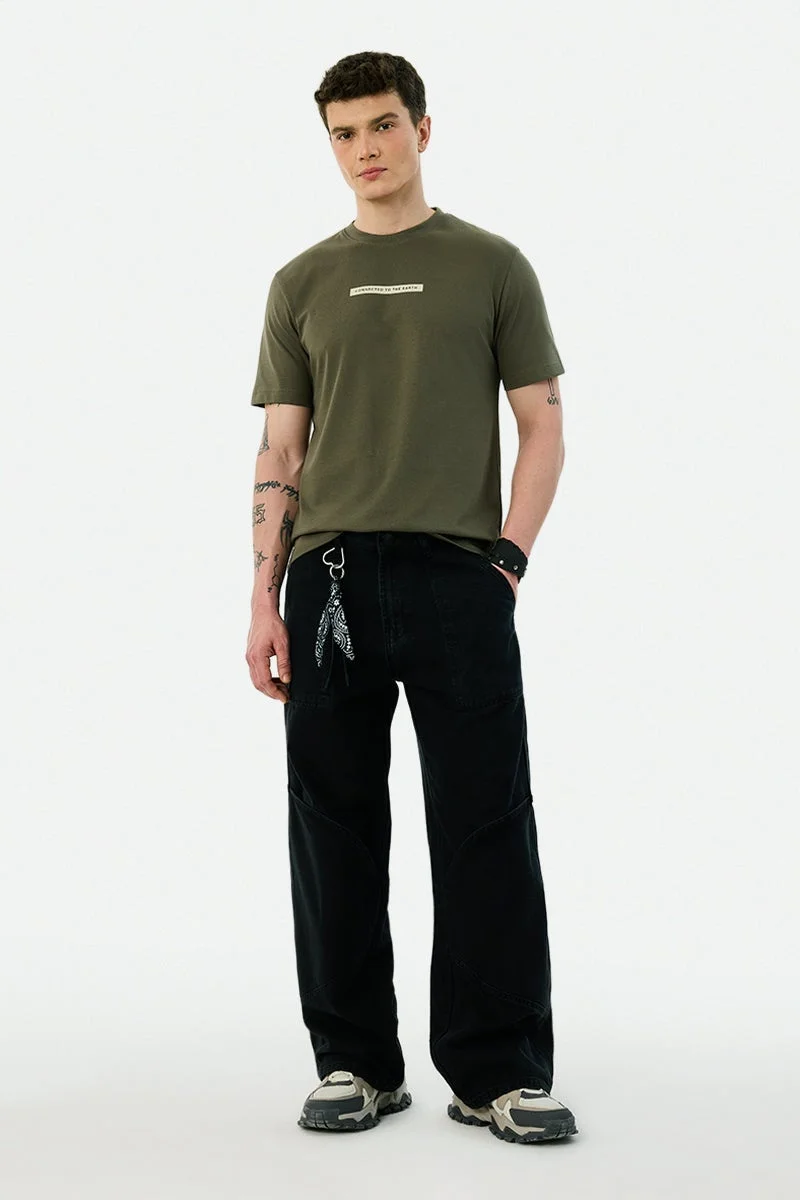 سنيتش تيشيرت قطن % بقصة عادية ورسمة