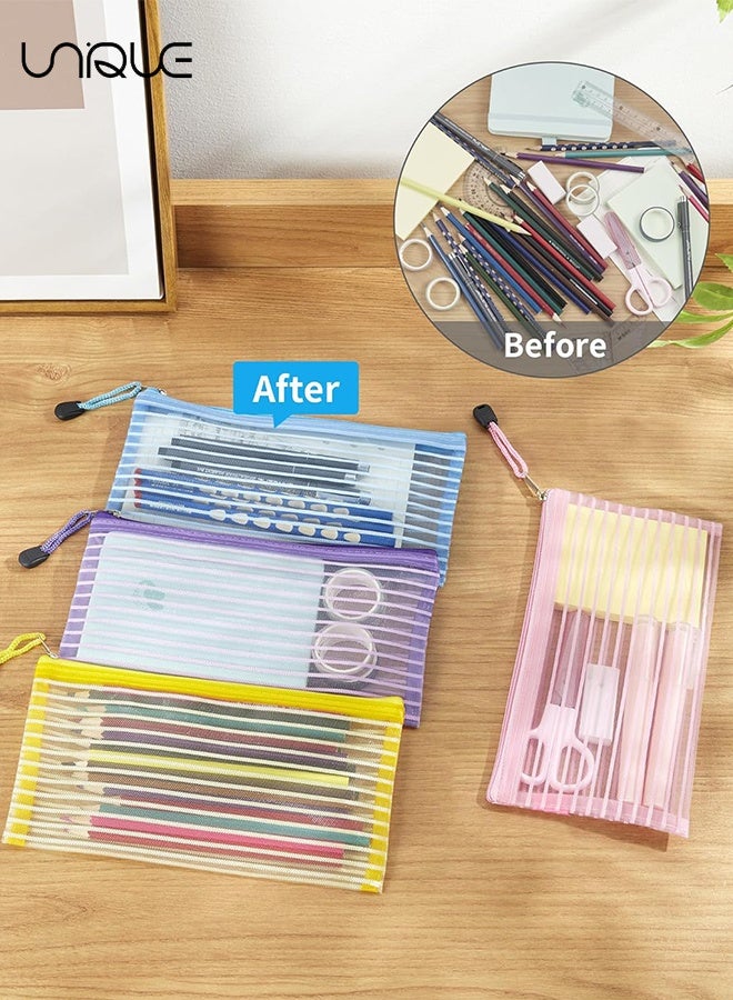 Unique 10 Colors Zipper Mesh Pouch - torage Pencil Pouches - Multipurpose Pencil Pouch Bulk for School and Office Supplies Cosmetics Travel Accessories and Multicolor - Image 4