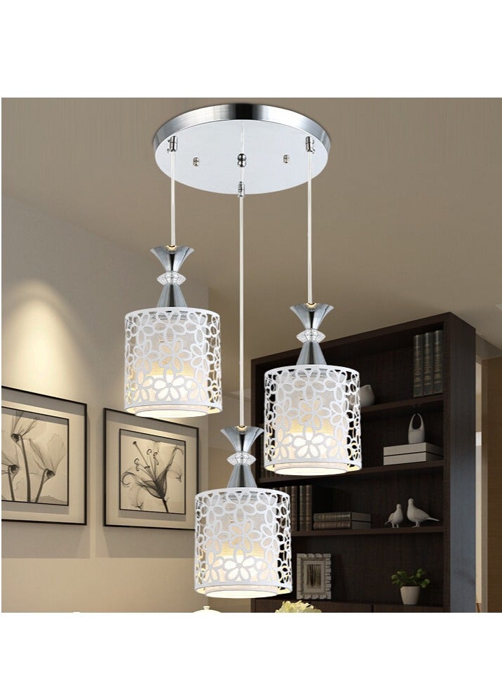 YZMA GLOBAL Triple Chandelier LED Rattan Woven Pendant Light Adjustable Height Fixture Three Bulb Ceiling Light Vintage American Style Ideal for Hotels Restaurants Bars Bedrooms - Image 1