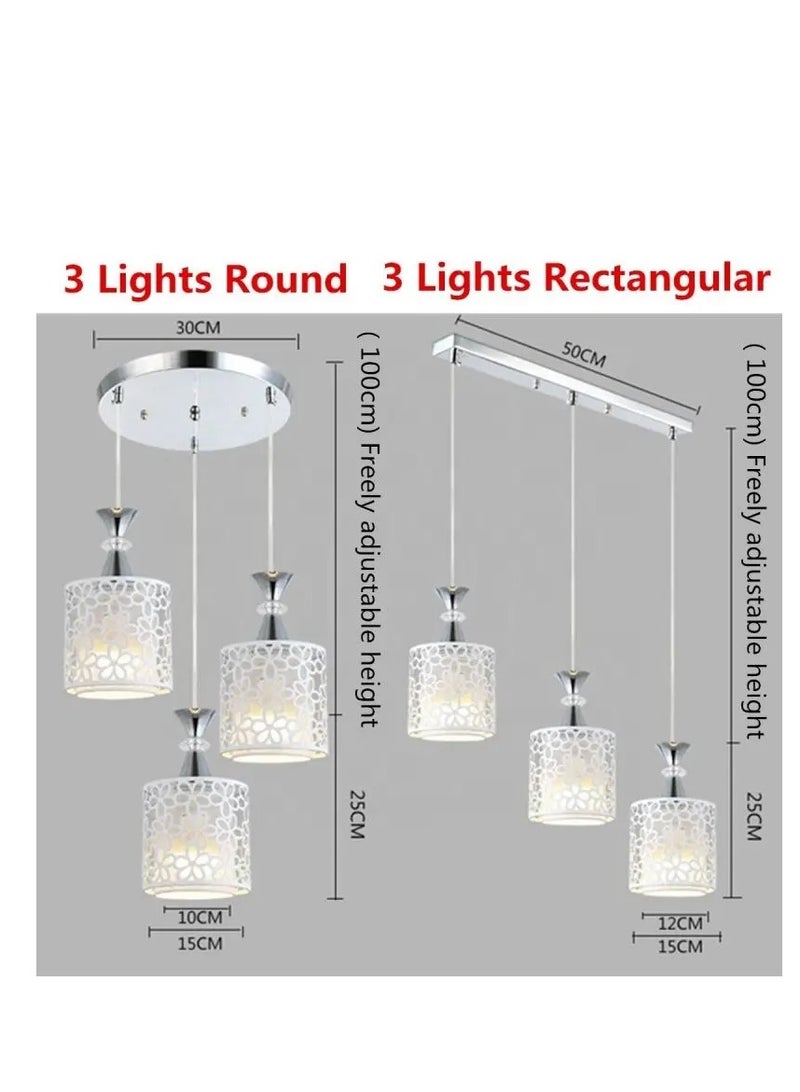 YZMA GLOBAL Triple Chandelier LED Rattan Woven Pendant Light Adjustable Height Fixture Three Bulb Ceiling Light Vintage American Style Ideal for Hotels Restaurants Bars Bedrooms - Image 2