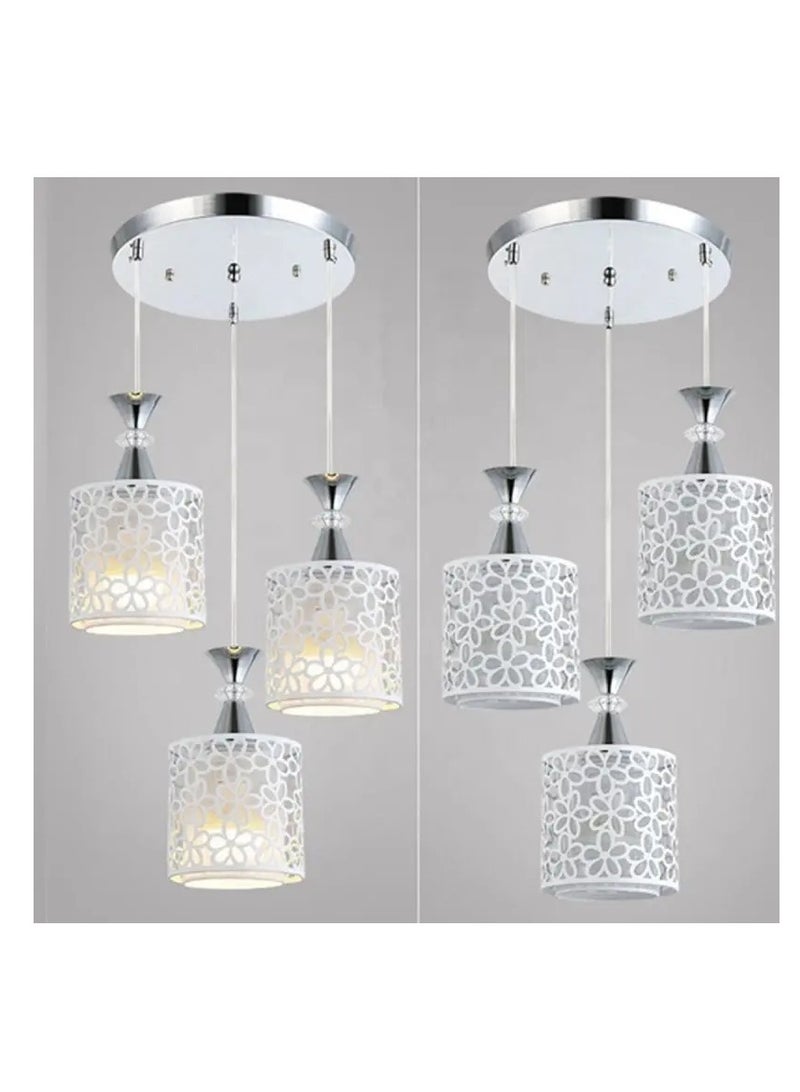 YZMA GLOBAL Triple Chandelier LED Rattan Woven Pendant Light Adjustable Height Fixture Three Bulb Ceiling Light Vintage American Style Ideal for Hotels Restaurants Bars Bedrooms - Image 3