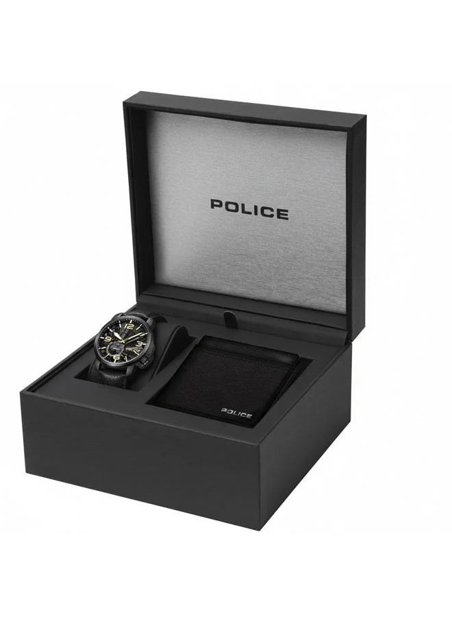 POLICE Gift Set Box for Men - Analog Watch & Leather Wallet