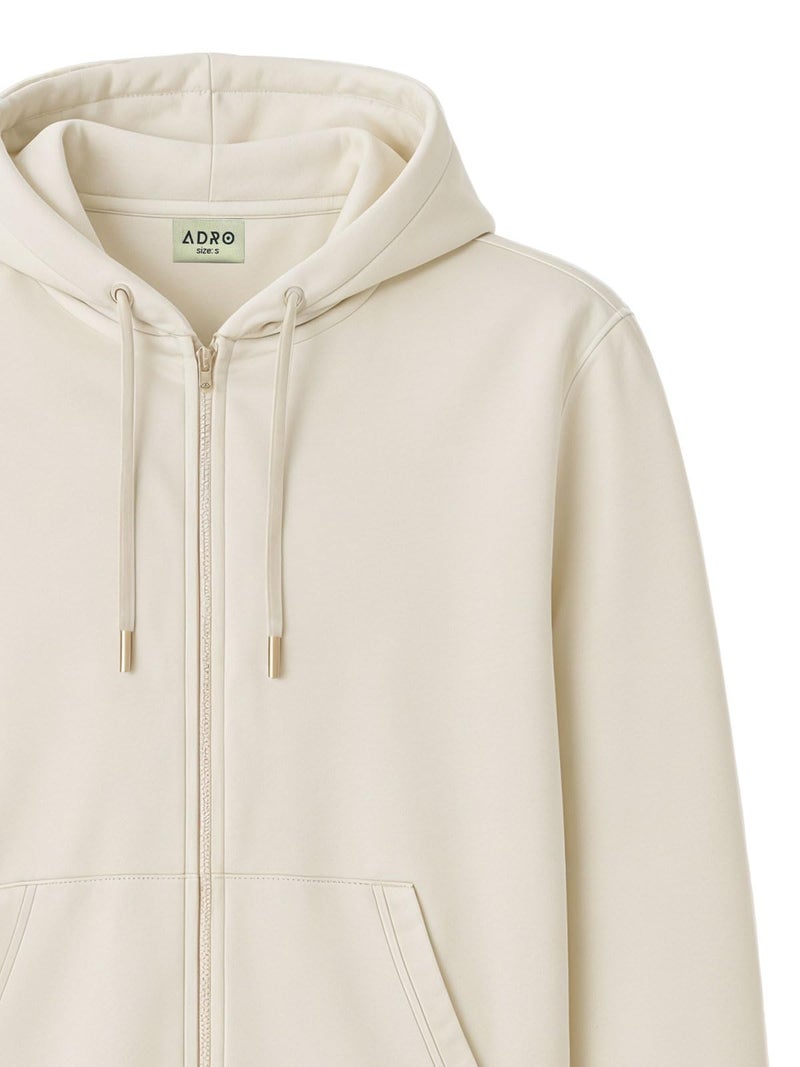 ADRO Zipper Hoodies | Sweatshirt with Zip | Jackets for Men | Mens Hoodie | 320 GSM Fleece | ZHH-24-PLN-WS-XL White Sand - Image 3