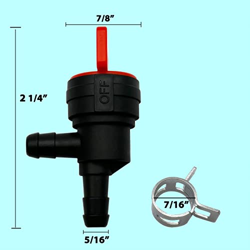 LETAYAR 90 Degree Fuel Cut off Valve 1/4" Inline Shut Off Valve with Clamps - Image 3