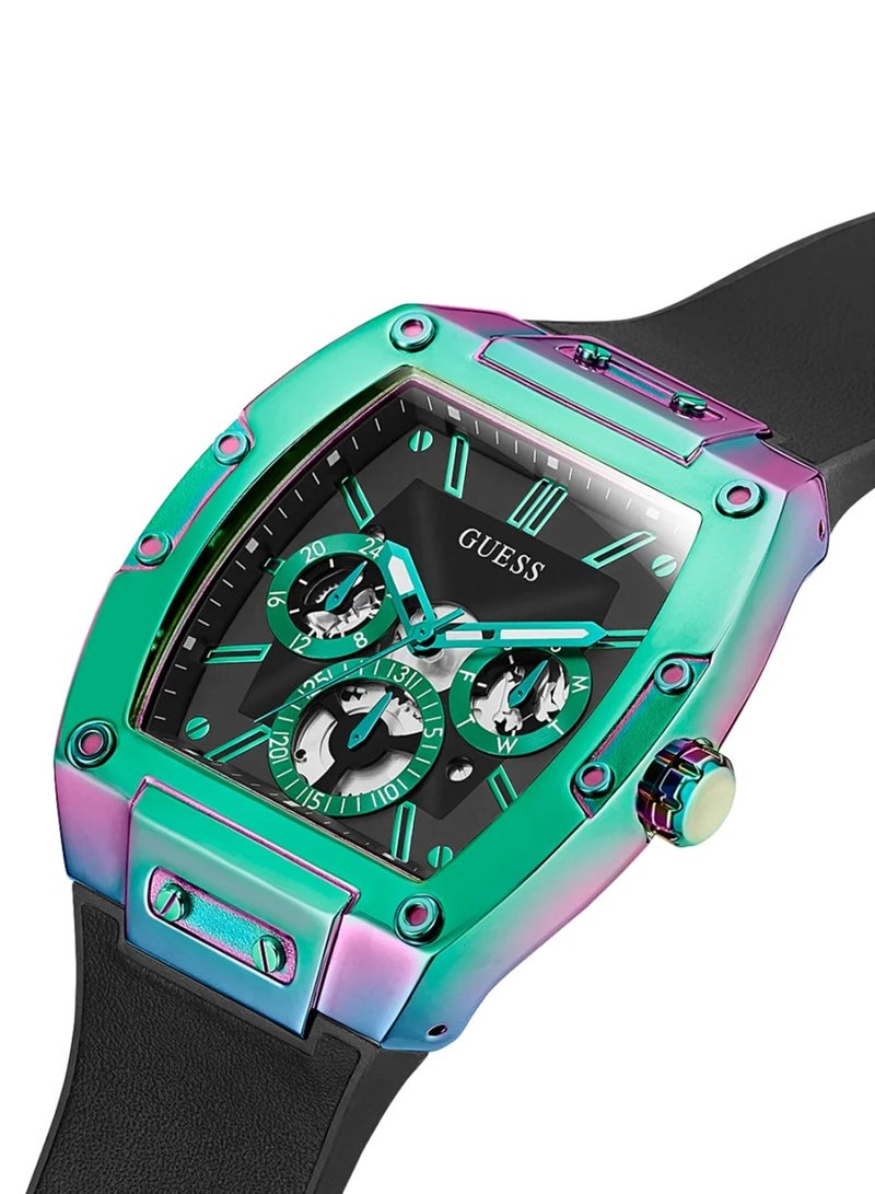 GUESS Phoenix Men’s Multicolour Case Black Genuine Leather Watch GW0202G5 - 43mm - Image 4