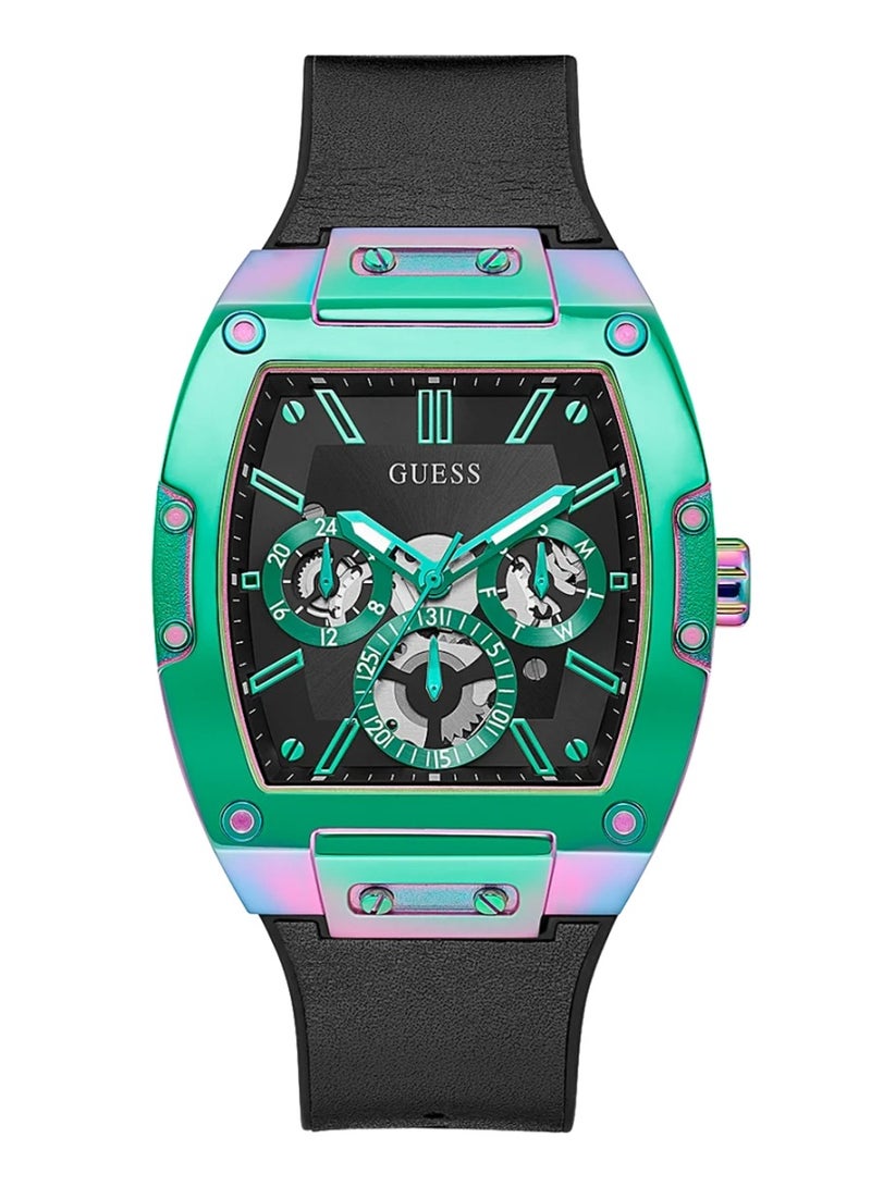 GUESS Phoenix Men’s Multicolour Case Black Genuine Leather Watch GW0202G5 - 43mm - Image 1