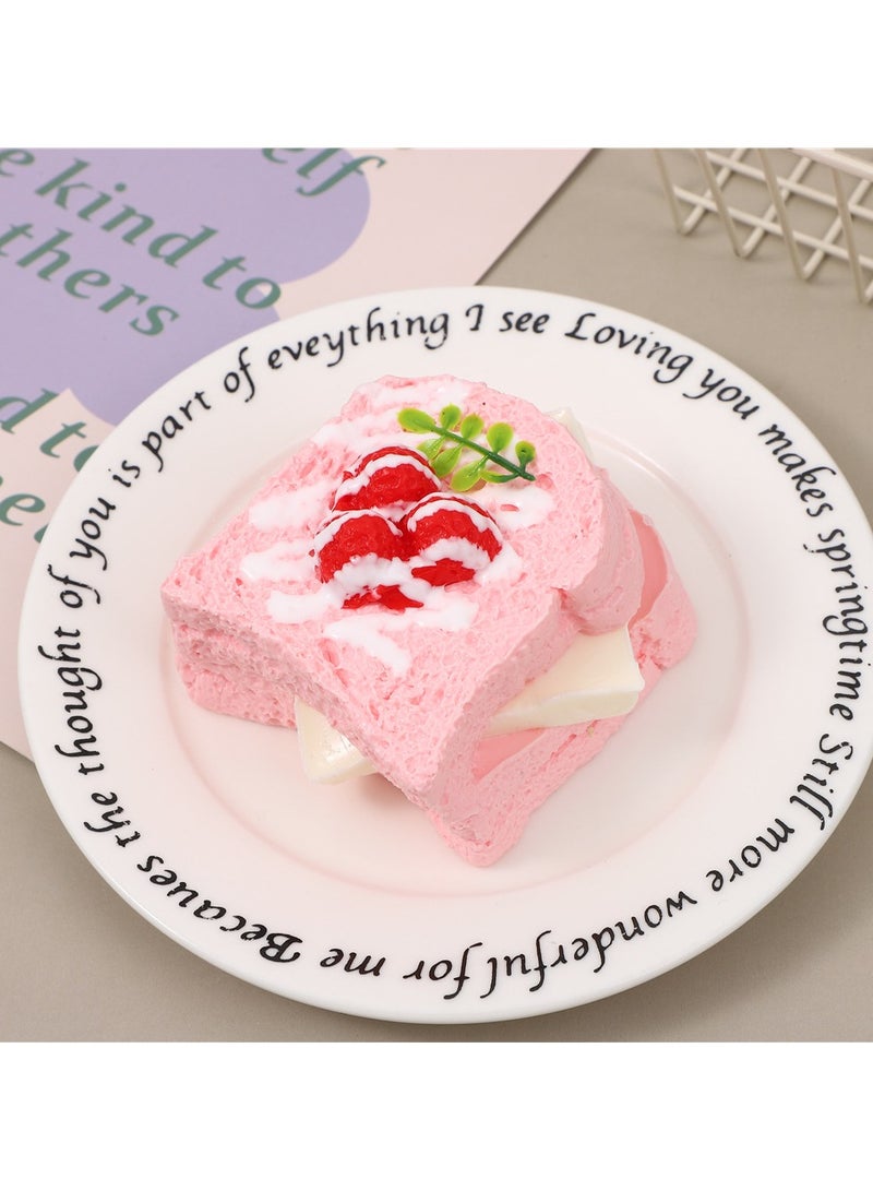 عام لعبة ضغط على شكل ساندويش التو توست بالفراولة، لعبة حسية لتخفيف القلق، تابا سكويشي، ضغط عائلي، ألعاب أصابع للكبار والأطفال - Image 1