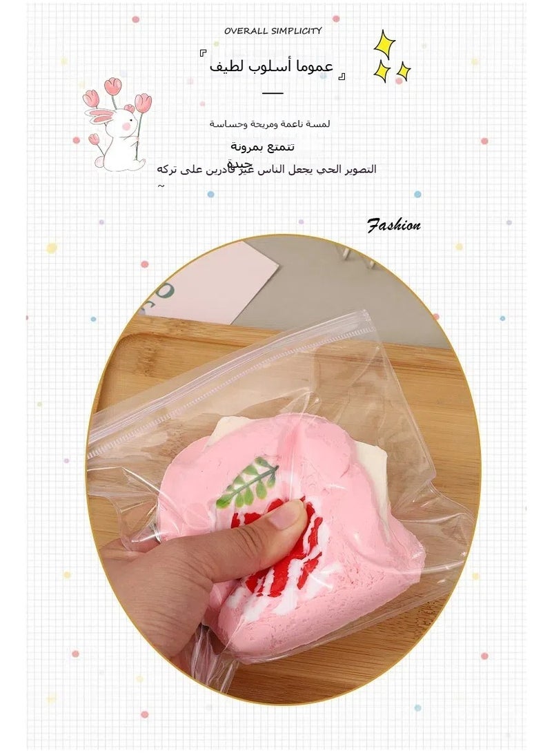 عام لعبة ضغط على شكل ساندويش التو توست بالفراولة، لعبة حسية لتخفيف القلق، تابا سكويشي، ضغط عائلي، ألعاب أصابع للكبار والأطفال - Image 2