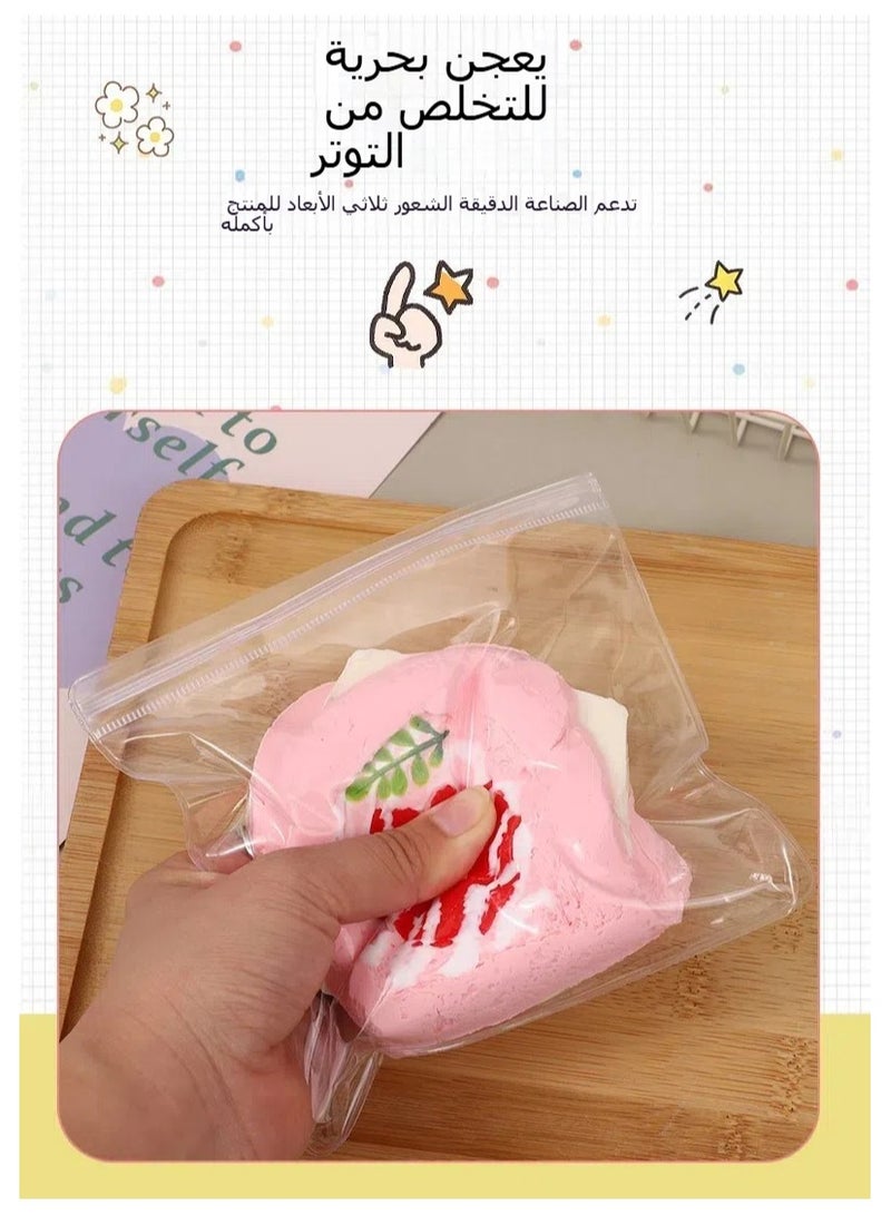 عام لعبة ضغط على شكل ساندويش التو توست بالفراولة، لعبة حسية لتخفيف القلق، تابا سكويشي، ضغط عائلي، ألعاب أصابع للكبار والأطفال - Image 4