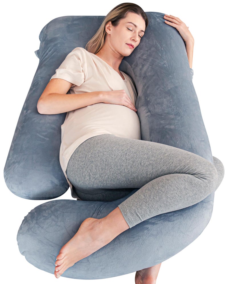 Cute Castle Pregnancy Pillows Soft UShape Maternity Pillow with Removable Cover Full Body Pillows for Adults Sleeping Pregnancy Must Haves Jumbo 57 Inch Grey
