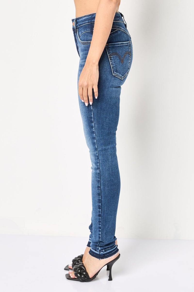 Levi's Women Skinny Fit High Rise Washed Stretchable Jeans, Medium Blue - Image 3