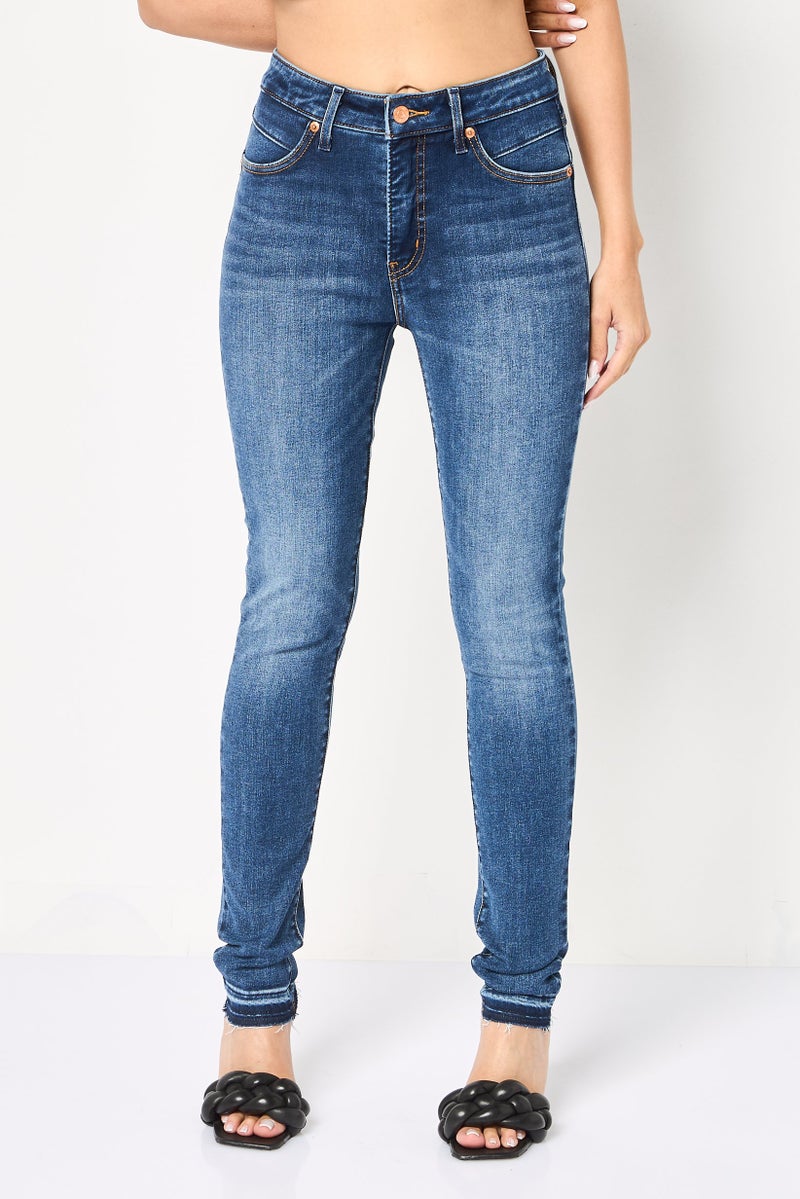 Levi's Women Skinny Fit High Rise Washed Stretchable Jeans, Medium Blue - Image 1