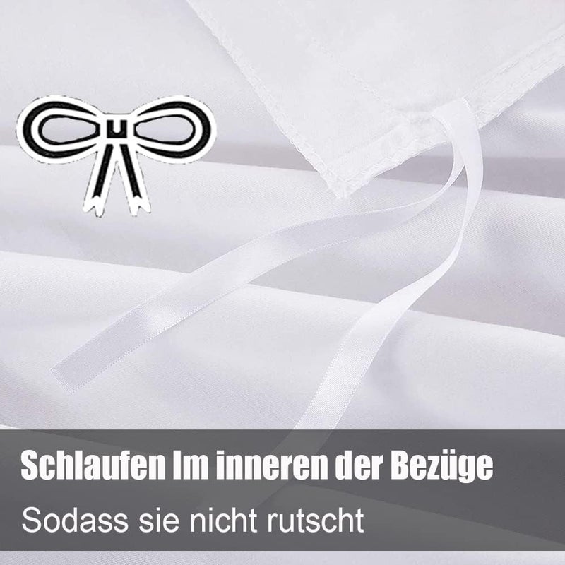 Soifox مجموعة أغطية سرير ، أبيض، 2 غطاء لحاف (135 × 200 سم) + 2 كيس وسادة (80 × 80 سم) + 2 كيس وسادة (40 × 80 سم)، مايكروفايبر ناعم وغير قابل للكي مع سحاب (6 قطع، 135 × 200 سم، أبيض) - Image 4