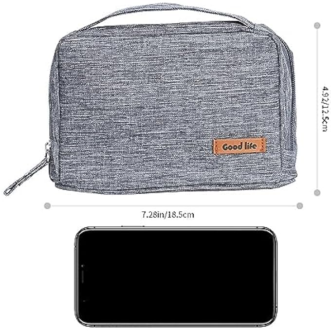 rayihni EXTERNAL HARD DRIVE CASE BAG, ELECTRONICS ACCESSORIES ORGANIZER BAG, TRAVEL ORGANIZER BAG FOR MEN, PORTABLE GADGET BAG FOR CABLES, HEADPHONE, CHARGER, POWER BANK, MEMORY CARD（GREY） - Image 3